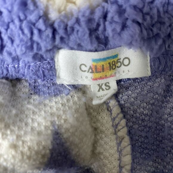 CALI 1850 Jogger Sherpa Fleece Floral Lounge Sweatpants Hippie Womens XS Purple - Picture 6 of 9